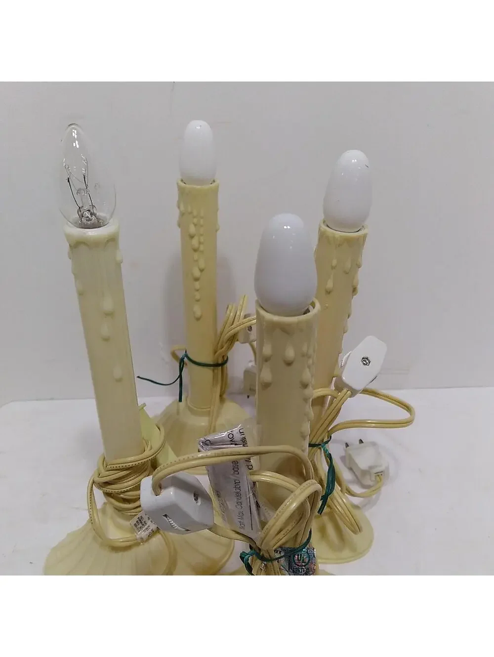 Vintage Christmas Window Single Plastic Wax Drip Candle Candolier Lot Of 7